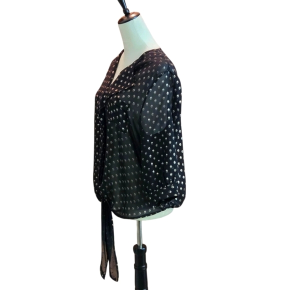 Glam Dollz Blown Away Top Black Silver Polka Dot Sheer Women's Top size XL - Picture 2 of 14